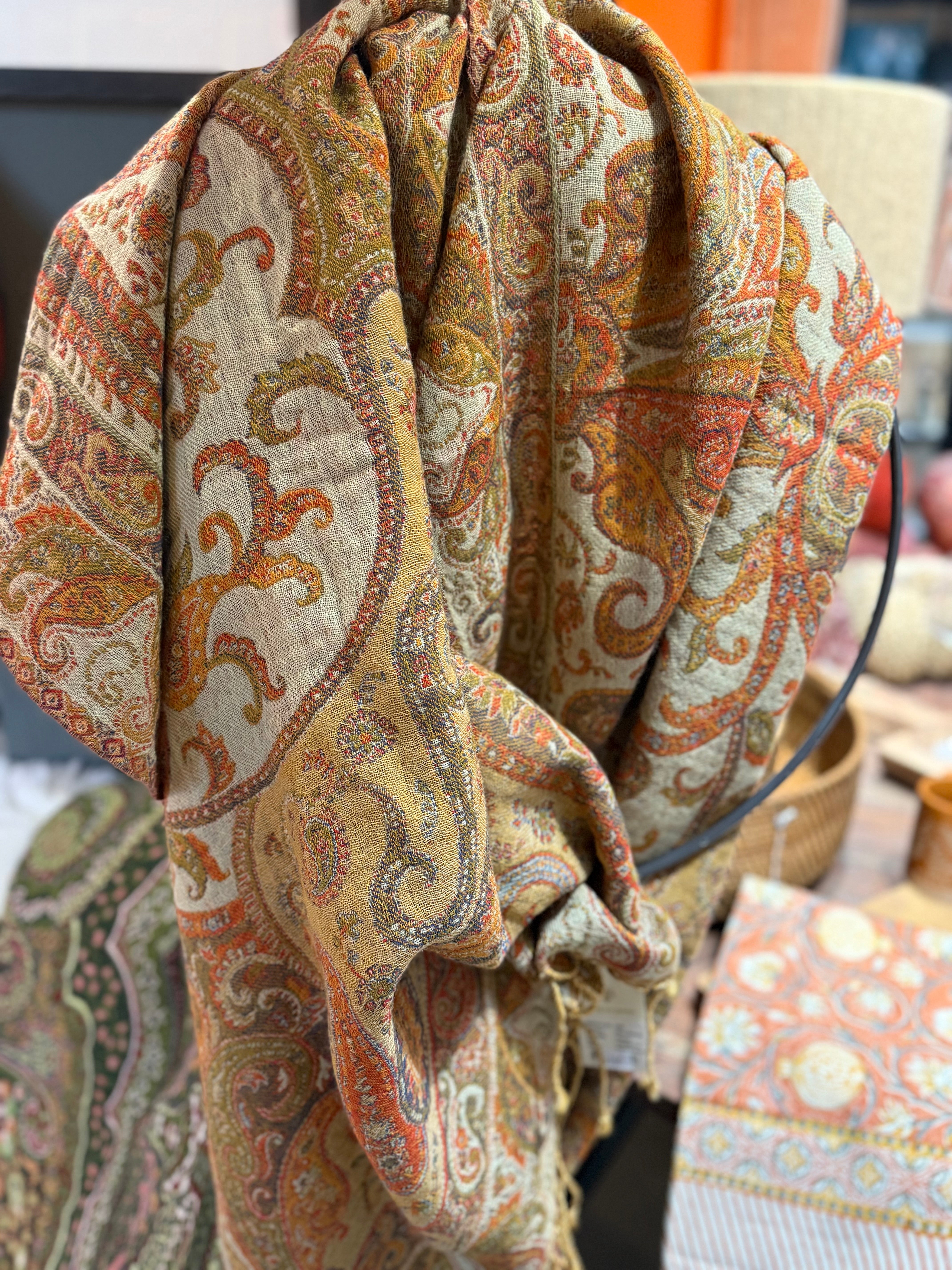 Chamois Orange Paisley Throw