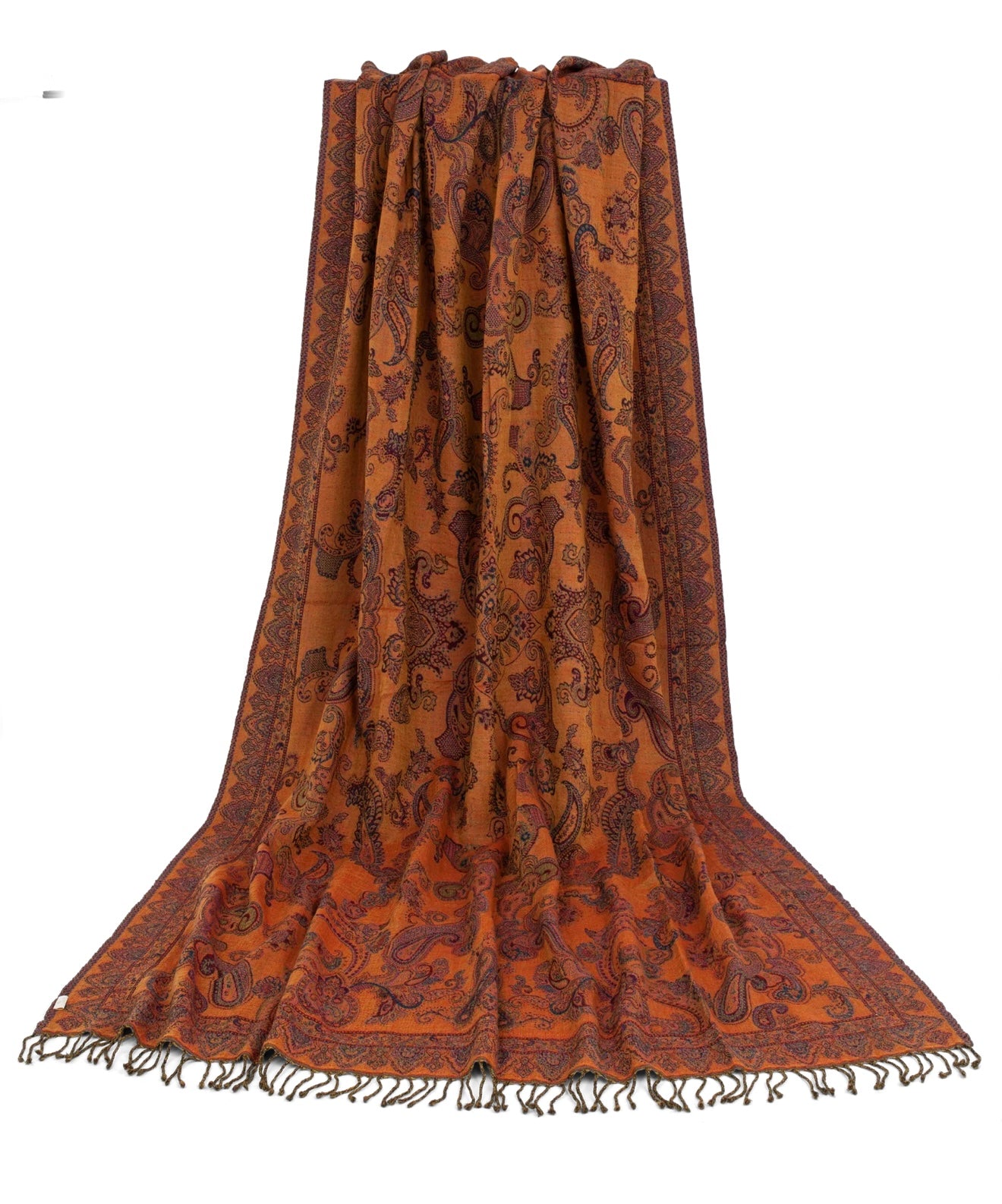 Black / orange Paisley Wool Throw