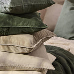 Load image into Gallery viewer, Olive green velvet cushion
