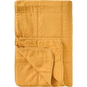 Vintage-look cotton quilt (denim blue or yellow)
