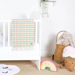 Load image into Gallery viewer, Rainbow Check Lambswool Baby Blanket
