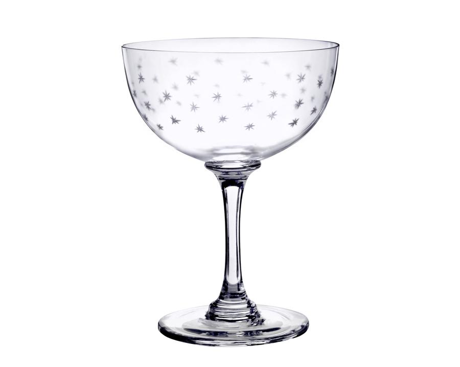 Set of 6 Champagne Saucers with Stars